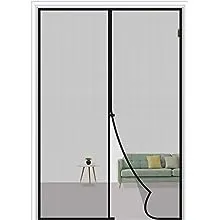 MAGZO Magnetic Screen Door Fit Door Size 48 x 80 Inch, Screen Size 50" x 81" Reinforced Fiberglass Mesh Curtain Double Door Mesh with Full Frame Hook&Loop-Grey