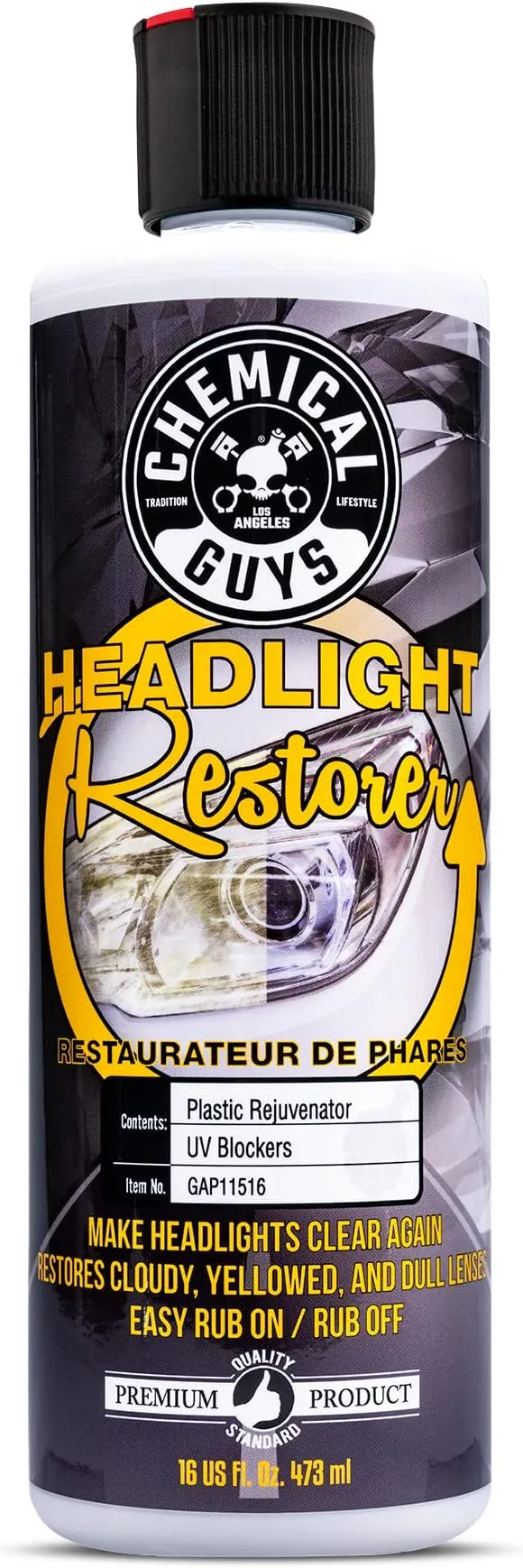 Chemical Guys GAP11516 Headlight Restore and Protect, (Great for Cars, Trucks, SUVs, RVs, Motorcycles, & More) 16 fl oz