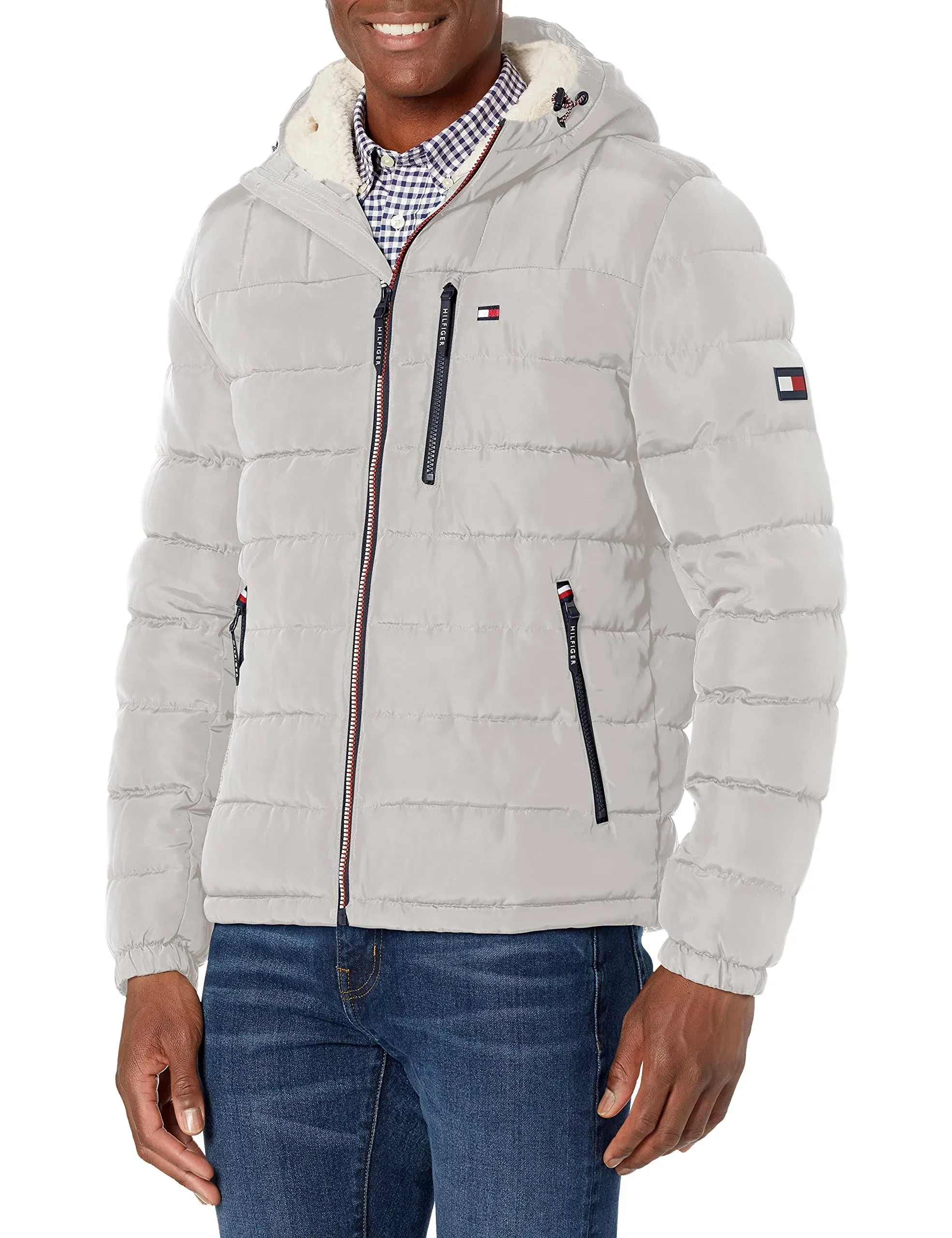 Tommy Hilfiger Men's Midweight Sherpa Lined Hooded Water Resistant Puffer Jacket