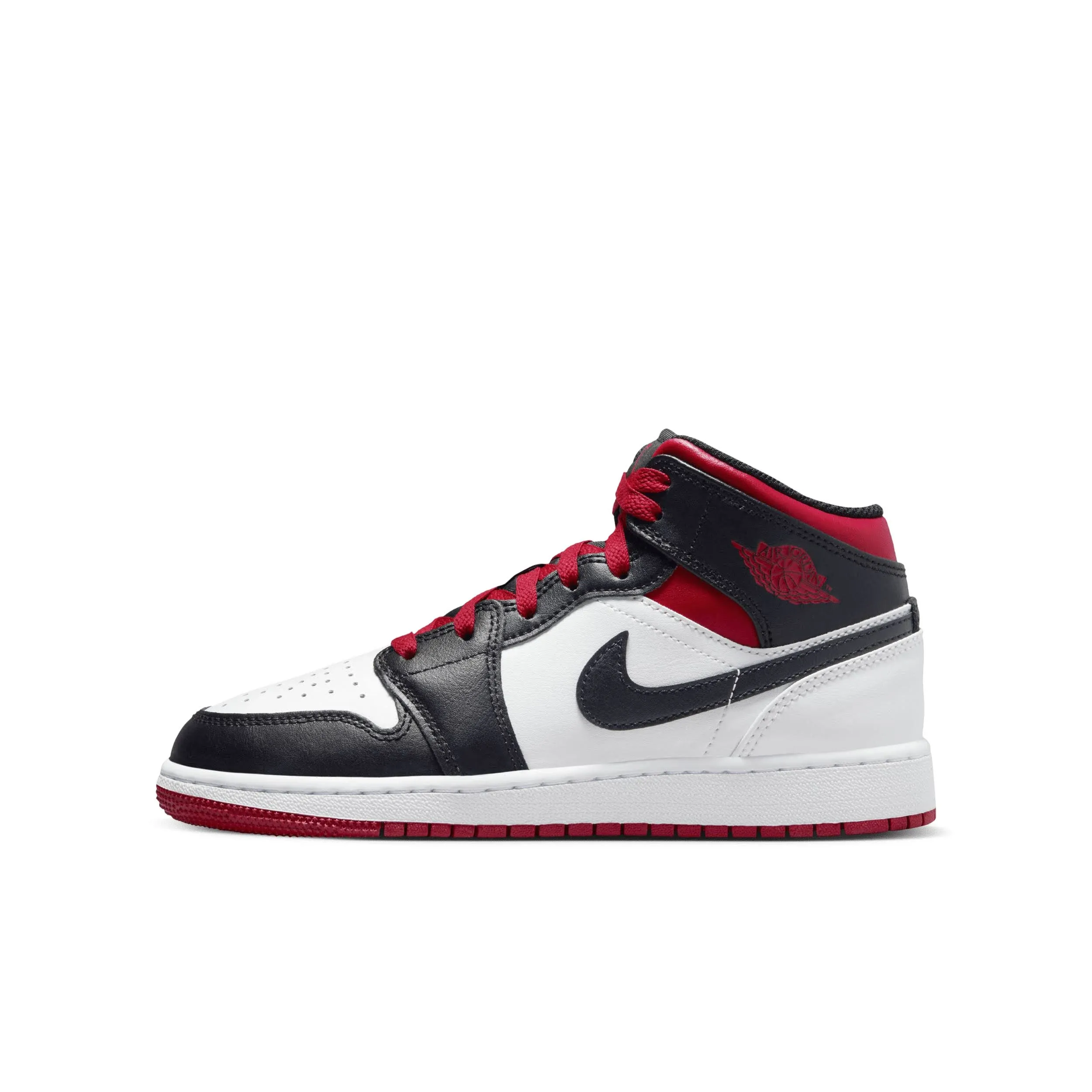 Air Jordan 1 Mid Big Kids' Shoes - White/Black/Gym Red