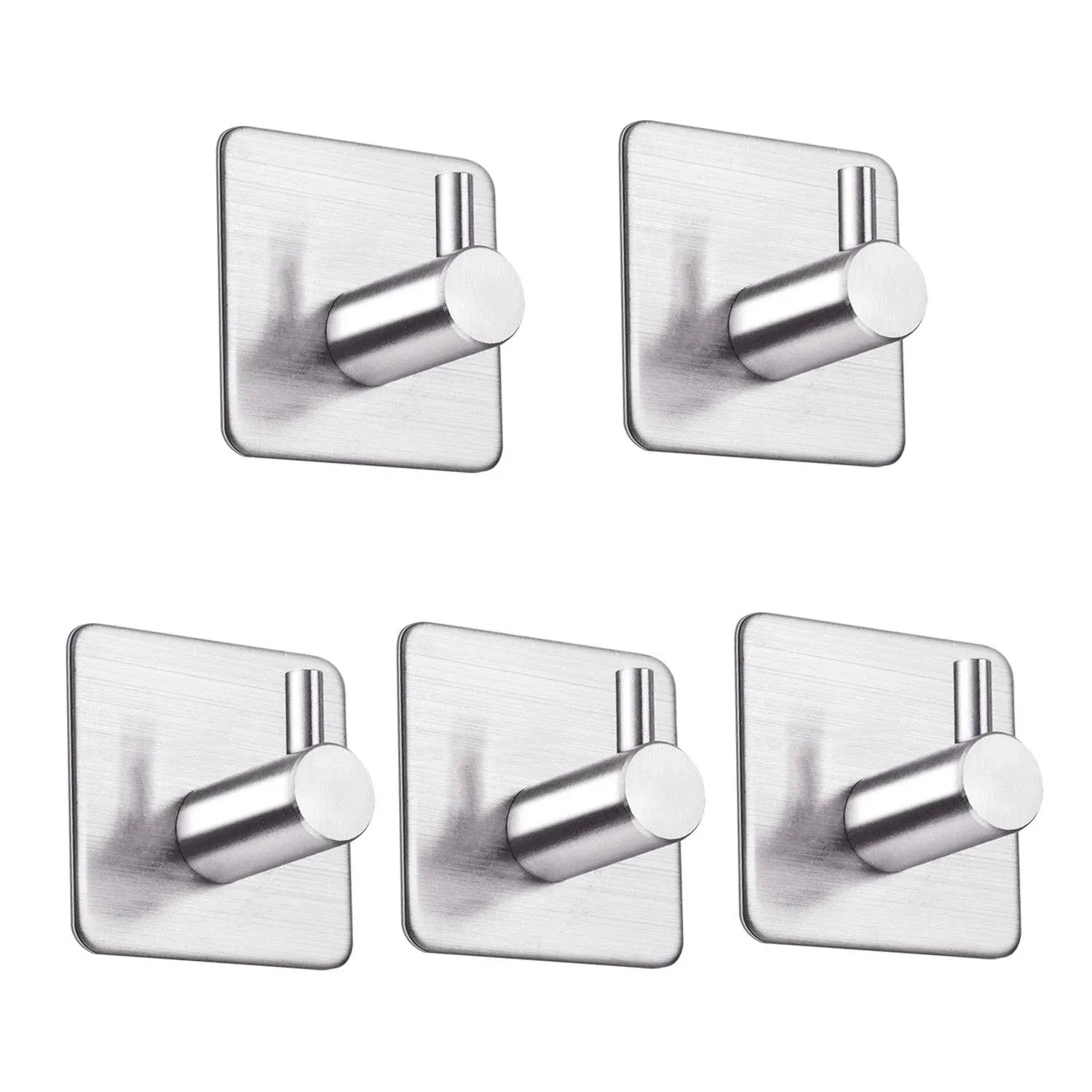 LOOGI Adhesive Hooks, Door Hooks Heavy Duty Towel Hooks Stick on Wall Waterproof Stainless Steel Robe Hanger for Hanging Bathroom Kitchen Home 5 PackLOOGI Adhesive Hooks, Door Hooks Heavy Duty Towel Hooks Stick on Wall Waterproof Stainless Steel Robe Han