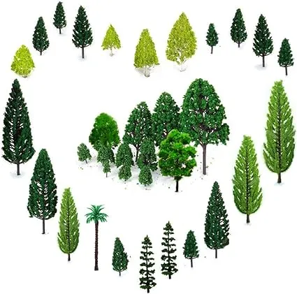 29pcs Mixed Model Trees 1.5-6 inch(4-16 cm), OrgMemory Ho Scale Bushes, Diorama Supplies, Plastic Trees for Projects, Model Train Scenery with No Bases