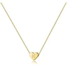 Turandoss Heart Initial Necklaces for Women Girls - 14K Gold Filled Heart Pendant Letter Alphabet Necklace Tiny Initial Necklaces for Girls Gifts Heart Letter Initial Necklace Gifts for Girls Teens