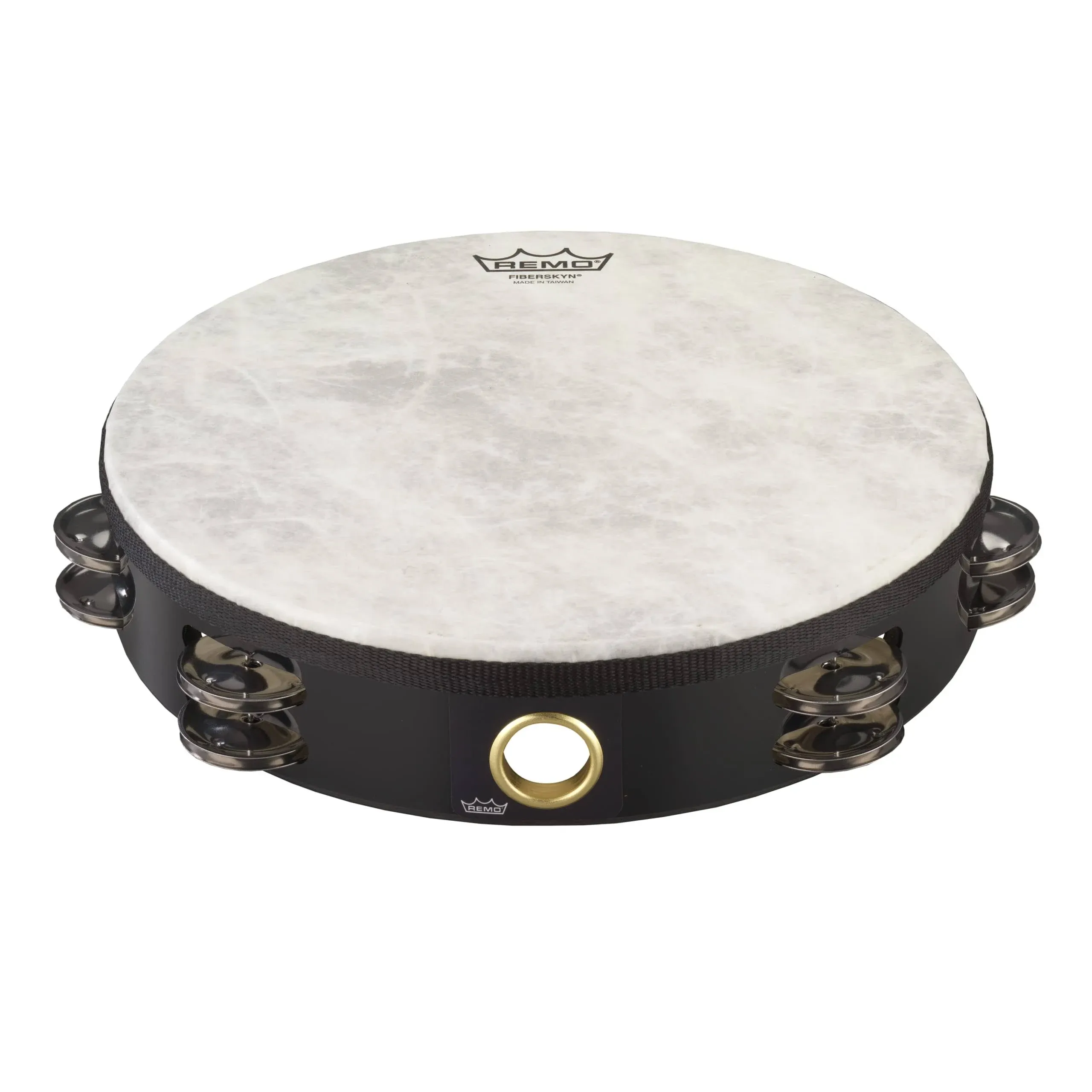 Remo Fiberskyn Tambourine (10", Quadura Black, Double Row)(New) | Reverb