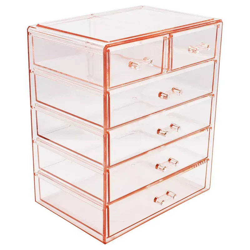 Sorbus Acrylic Makeup Organizer - Organization and Storage Case for Cosmetics Make Up & Jewelry - Big Clear Makeup Organizer for Vanity, Bathroom, College Dorm, Closet, Desk (4 Large, 2 Small Drawers)