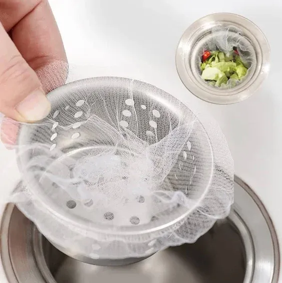 500 Pcs Disposable Mesh Sink Strainer Bags, Kitchen Filter Mesh Bag anti Cloggin