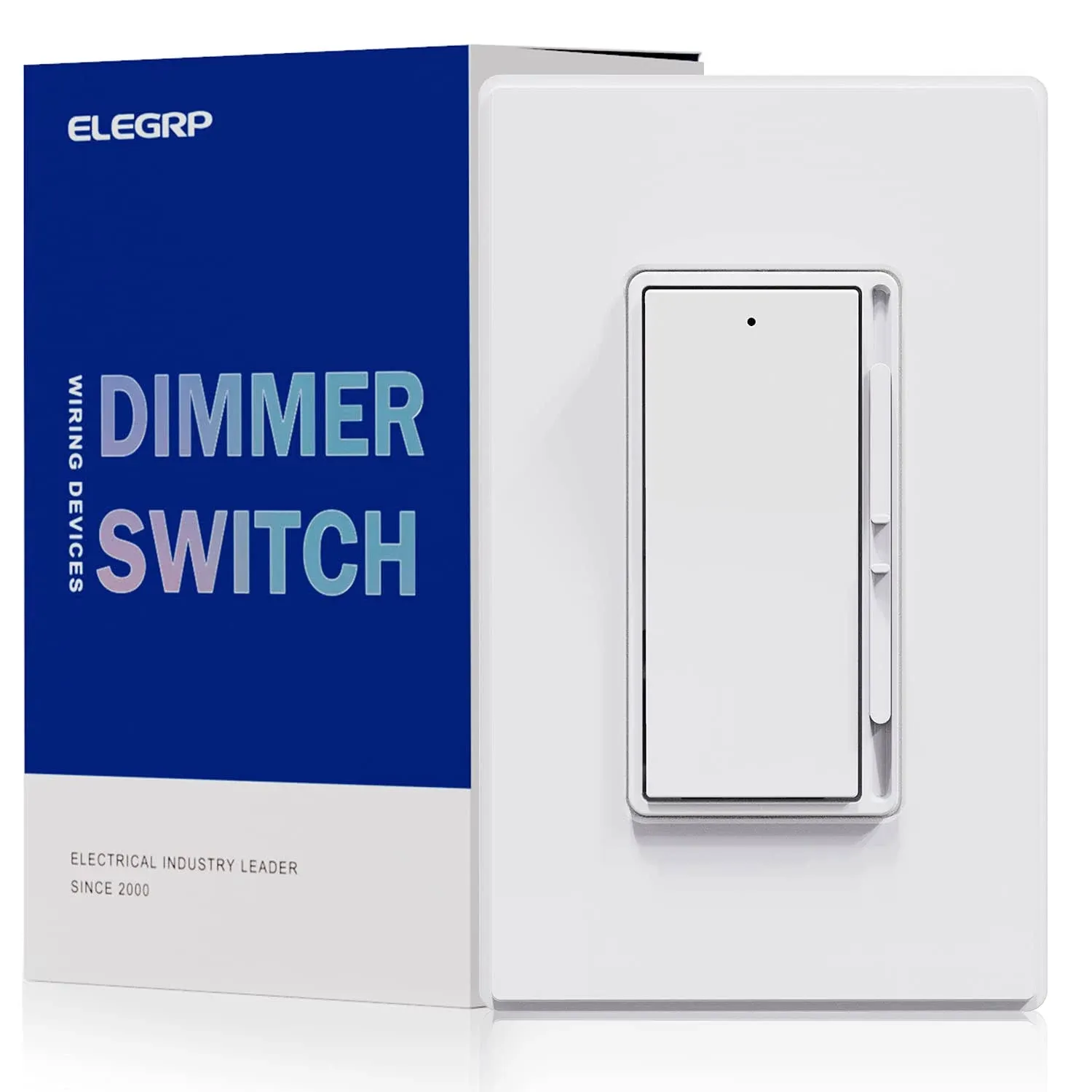 ELEGRP Digital Dimmer Light Switch for 300W Dimmable LED/CFL Lights and 600W Incandescent/Halogen, Single Pole/3-Way LED Slide Dimmer Light Switch, Wall Plate Included, UL Listed, 1 Pack, Matte White