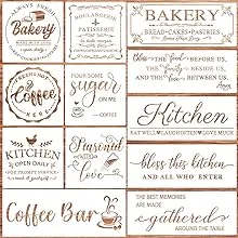 Farmhouse Kitchen Reusable Stencil for Painting on Wood,Bakery Sign Coffee Painting Stencils for Home Wall Dining Room Furniture DIYFarmhouse Kitchen Reusable Stencil for Painting on Woo…