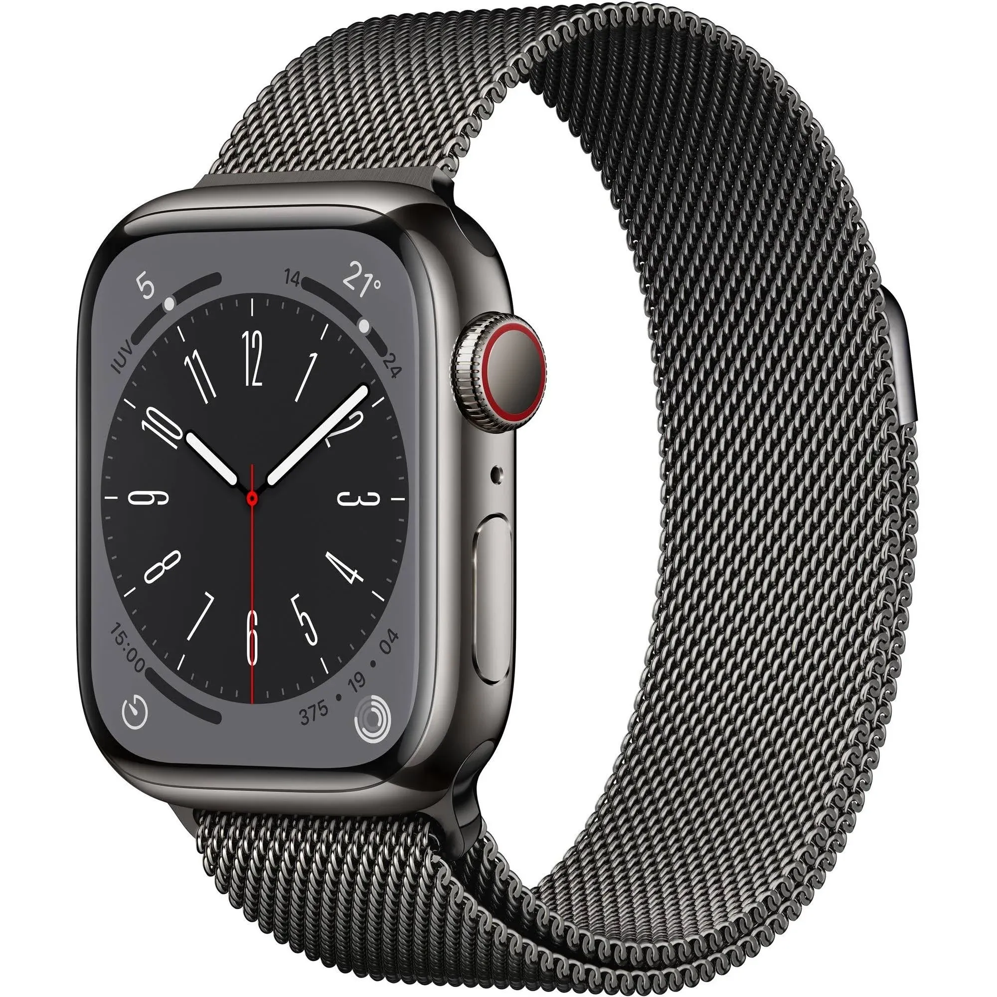 Apple Watch Series 8 (GPS) 41mm Aluminum Case with Red Sport Band - M/L - Red