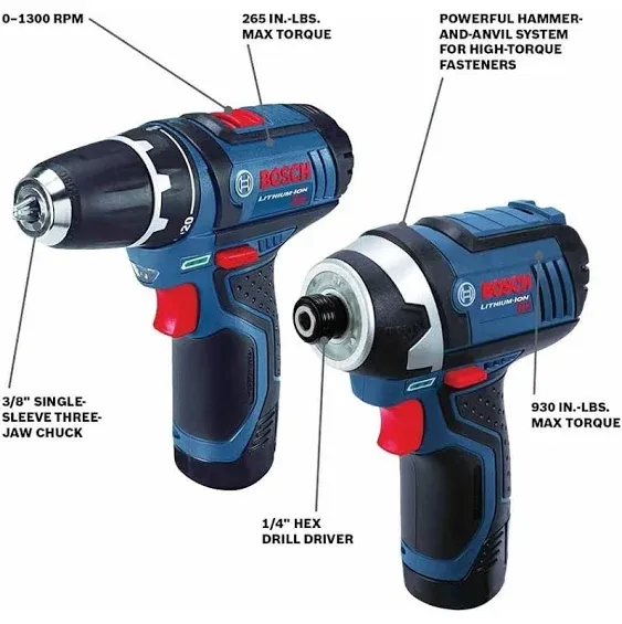 Bosch CLPK22-120 12-Volt Lithium-Ion 2-Tool Combo Kit (Drill/Driver and Impact