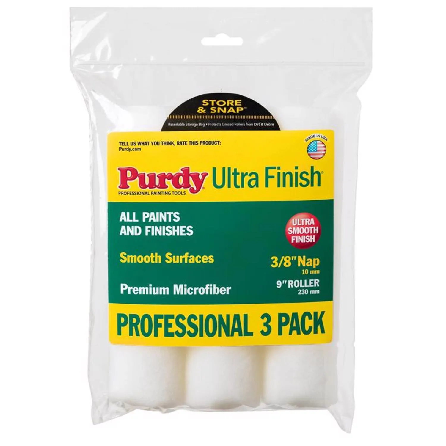 Purdy 14b878000 Ultra Finish Microfiber Roller Cover, 9" x 3/8"