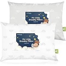 2pk Toddler Pillow - Soft Organic Cotton Toddler Pillows for Sleeping - 13x18 Small Pillow for Kids - Gray Rainbow