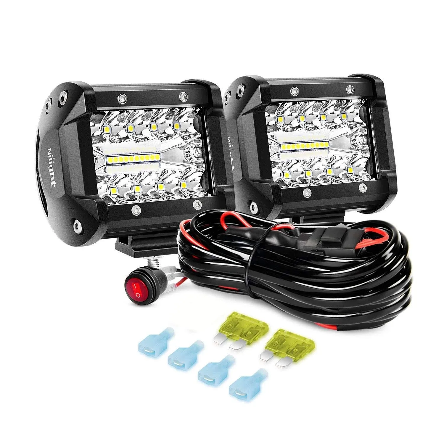 Nilight LED Light Bar 2PCS 60W 4 Inch Flood Spot Combo LED Work Light Pods