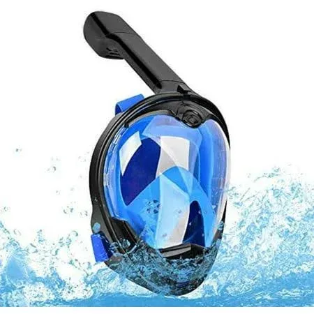 Full Face Snorkel Mask, Snorkeling Gear with Camera Mount, Foldable 180 Degree Panoramic View Anti-Fog Anti-Leak, Snorkeling Set for Kids and Adults