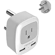 TESSAN South Africa Power Adapter, International Grounded Travel Plug Adaptor with 2 USB &1 American Outlet Charger for Type M Country Such as Bhutan, Botswana, India, Israel Namibia Nepal Pakistan