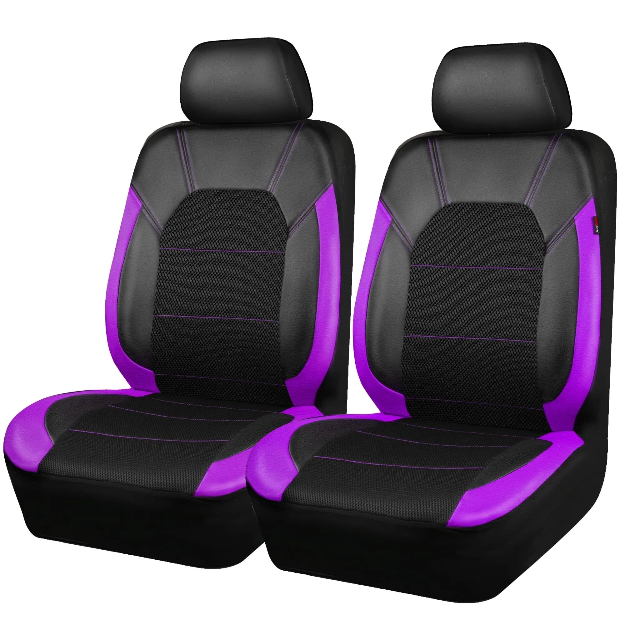 CAR PASS Universal Leather Two Front Seat Seat, Black&amp;Purple 