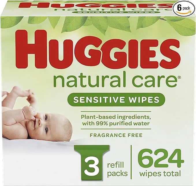 Huggies Natural Care Sensitive Baby Wipes, Unscented, 48 Count (Pack of 6)