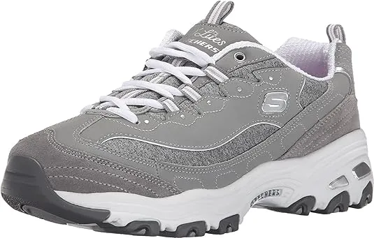 Skechers Sport Women's D'Lites - Me Time - Memory Foam Lace-up Sneaker,Grey/White,11 M USSkechers Sport Women's D'Lites - Me Time - Memory…