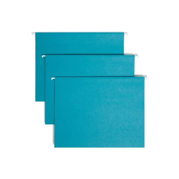 Smead Colored Hanging File Folders, Letter size, 1/5-Cut Tab, Teal, 25/Box