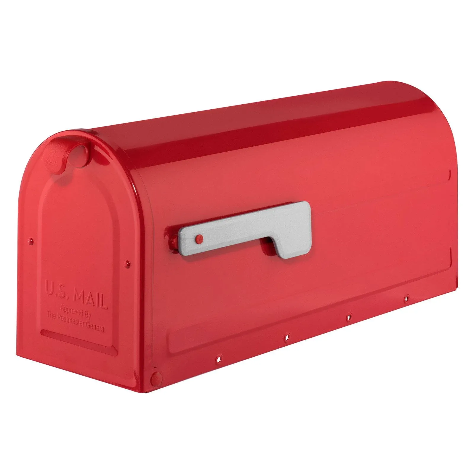 MB1 Post Mount Mailbox Red with Silver Flag - Architectural Mailboxes 7600R