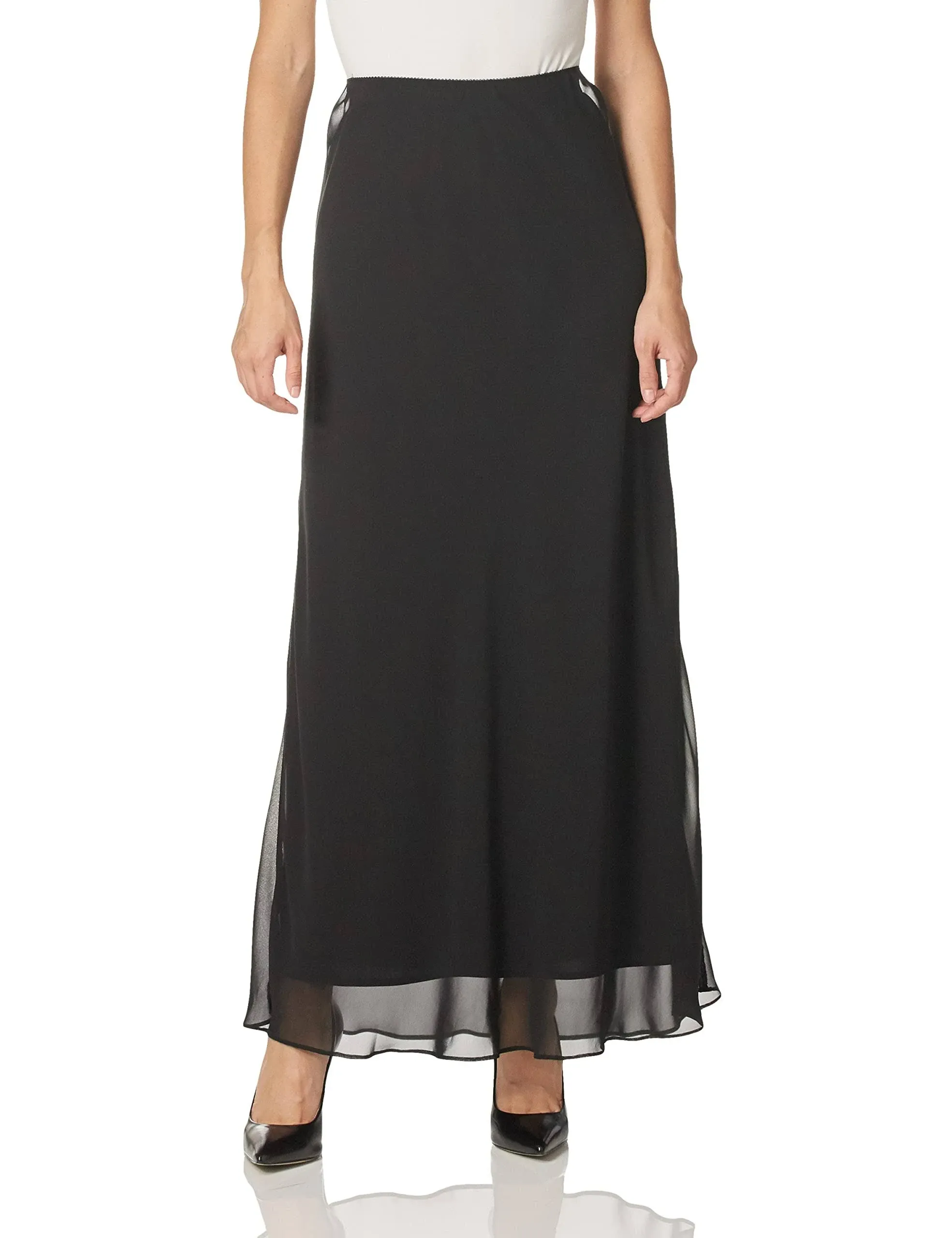 Alex Evenings Petite Long A-Line Skirt, Size M, Black