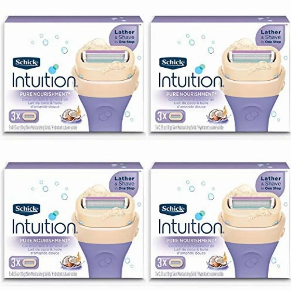 Schick Intuition Pure Nourishment Womens Razor Refills with Coconut Milk and ...