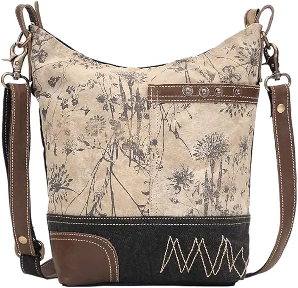 Myra Bag Solidaster Upcycled Canvas & Leather Shoulder Bag S-1525