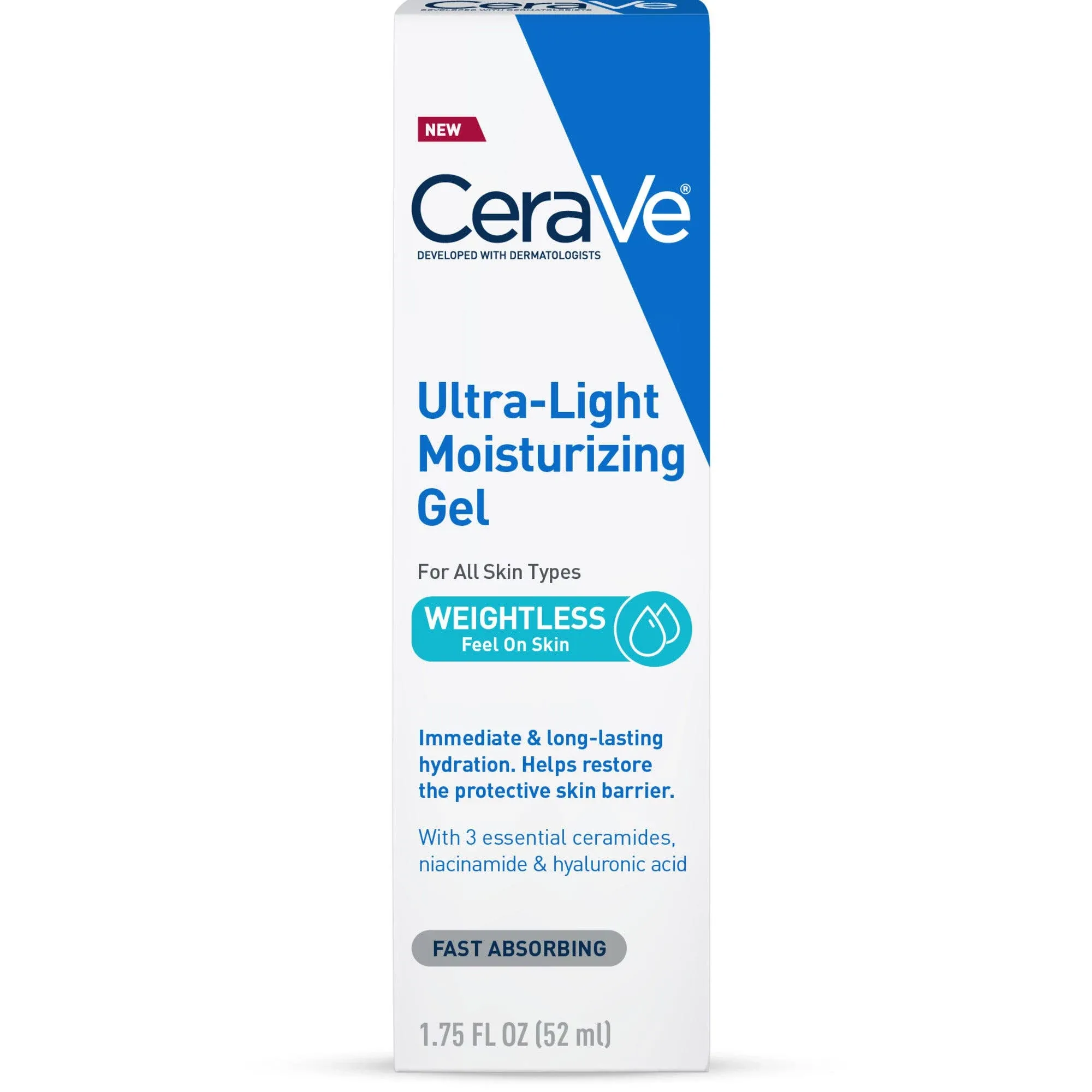 CeraVe Ultra Light Moisturizing Gel For All Skin Types 1.75oz./52ml New In Box