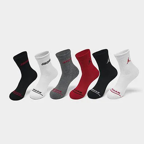 Jordan Boys Legend Crew Socks 6-Pack - Black/Red/White Size M