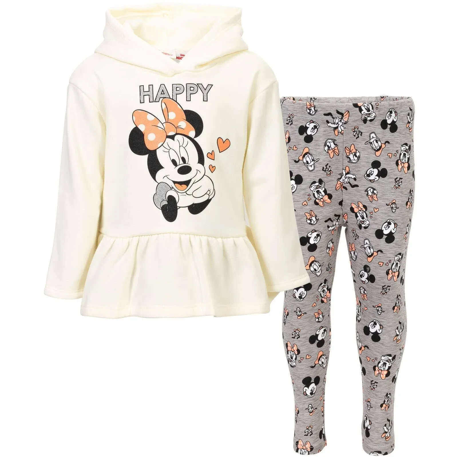 Disney Minnie Mouse Little Girls Crossover Fleece Hoodie and Leggings Outfit Set Pink Glitter 7-8Disney Minnie Mouse Little Girls Crossover Fleece Hoodi…