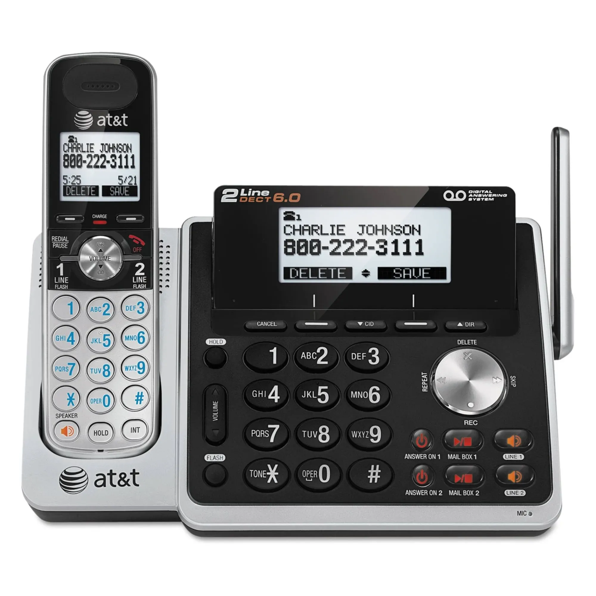 AT&T TL88102 2 Line Cordless Phone with Answering System