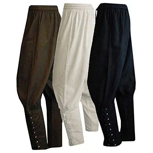 WISHU Men's Ankle Banded Pants Medieval Viking Navigator Pirate Costume Trousers Renaissance Gothic Pants