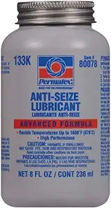 Permatex 80078 Anti-Seize Lubricant With Brush Top Bottle Prevents Galling, Corrosion, Seizing, Refined Blend Aluminum, Copper, And Graphite Lubricants For Spark Plugs 8 oz