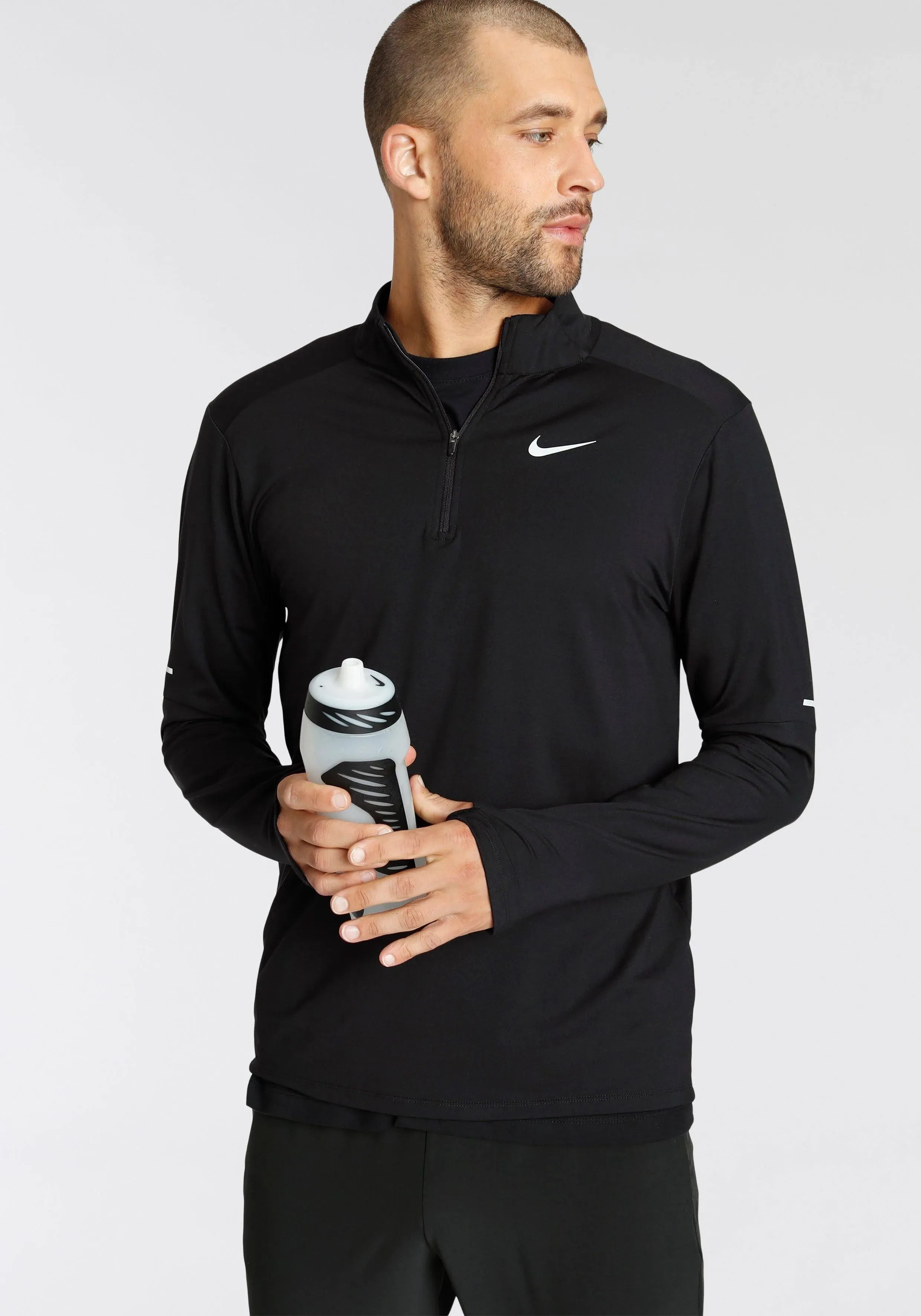 Men's Nike Dri-FIT Element 1/2 Zip Running Top - Black/Reflective Silv