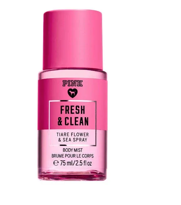 Victoria&#039;s Secret PINK FRESH &amp; CLEAN Scented Body MIST TRAVEL 2.5 oz e75 ml NEW