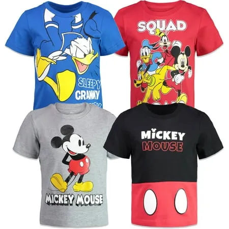 Kids Baby Disney Mickey Mouse Goofy Donald Duck 4 Pack T-Shirts