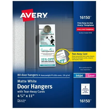 Avery Door Hanger with Tear-Away Cards - White