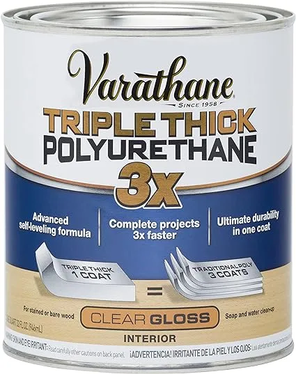 Rust-Oleum 284470 Varathane Triple Thick Polyurethane, Gloss,Quart