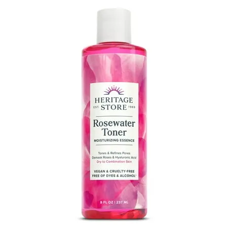 HERITAGE STORE Rosewater, Refreshing Facial Mist for Glowing Skin, With Damask Rose Oil, All Skin Types, Rose Water Spray for Face Made Without Dyes or Alcohol, Vegan & Cruelty Free (12oz)