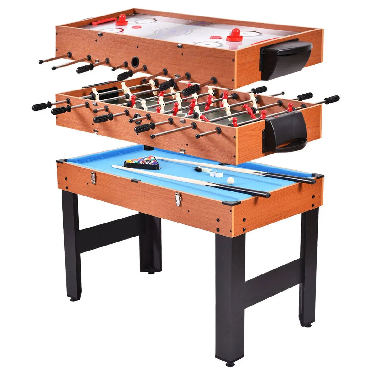 48" 3-in-1 Multi Combo Football Billiards Pool Hockey Game Table