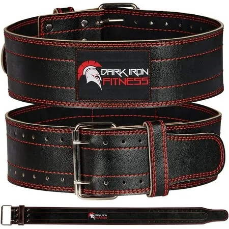 Dark Iron Fitness Weight Lifting Belt for Men & Women - 100% Leather Gym Belts for Weightlifting, Powerlifting, Strength Training, Squat or Deadlift Workout up to 600 Lbs