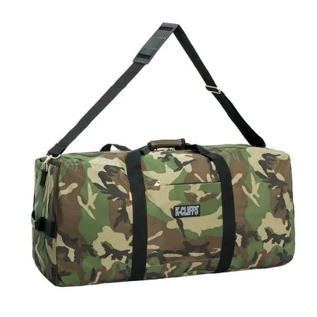 K-Cliffs 30 Inch Heavy Duty Duffel Gym Bag Large Square  Sport Gear Drum Set,  Army Military Equipment Travel Bags Rooftop Rack Camping Bag  Camo