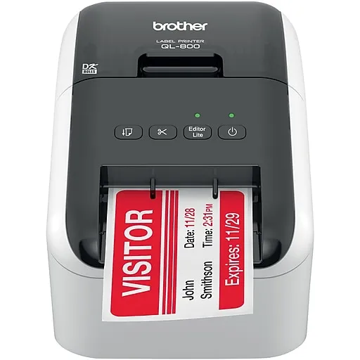 Brother QL-800 High-Speed Professional Label Printer, Lightning Quick Printing, Plug & Label Feature, Brother Genuine DK Pre-Sized Labels, Multi-System Compatible – Black & Red Printing Available