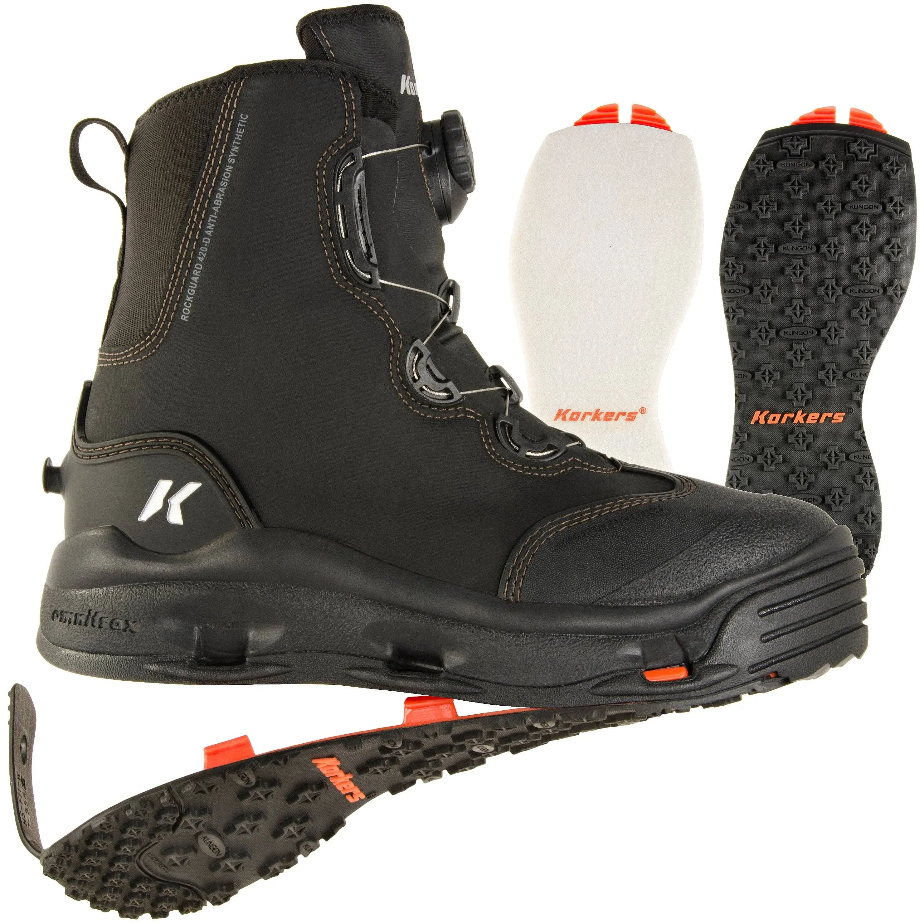 Korkers Devil's Canyon Wading Boots - Athletic and Glove-like Fit - Includes Interchangeable Felt and Kling-On Soles