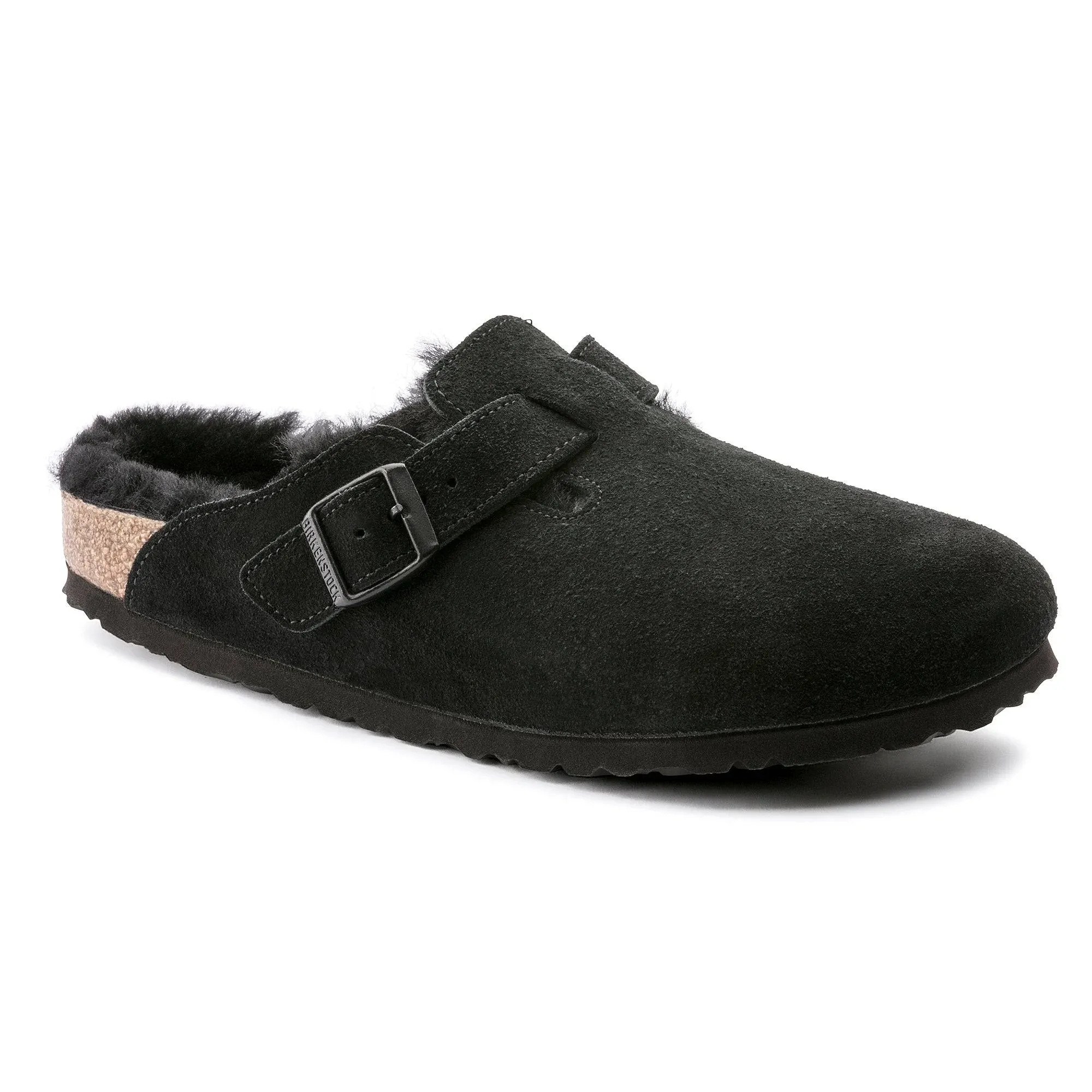 Birkenstock Boston Shearling - Suede (Unisex) Clog Shoes Black/Black Suede : EU 36 (US Women's 5-5.5) Regular