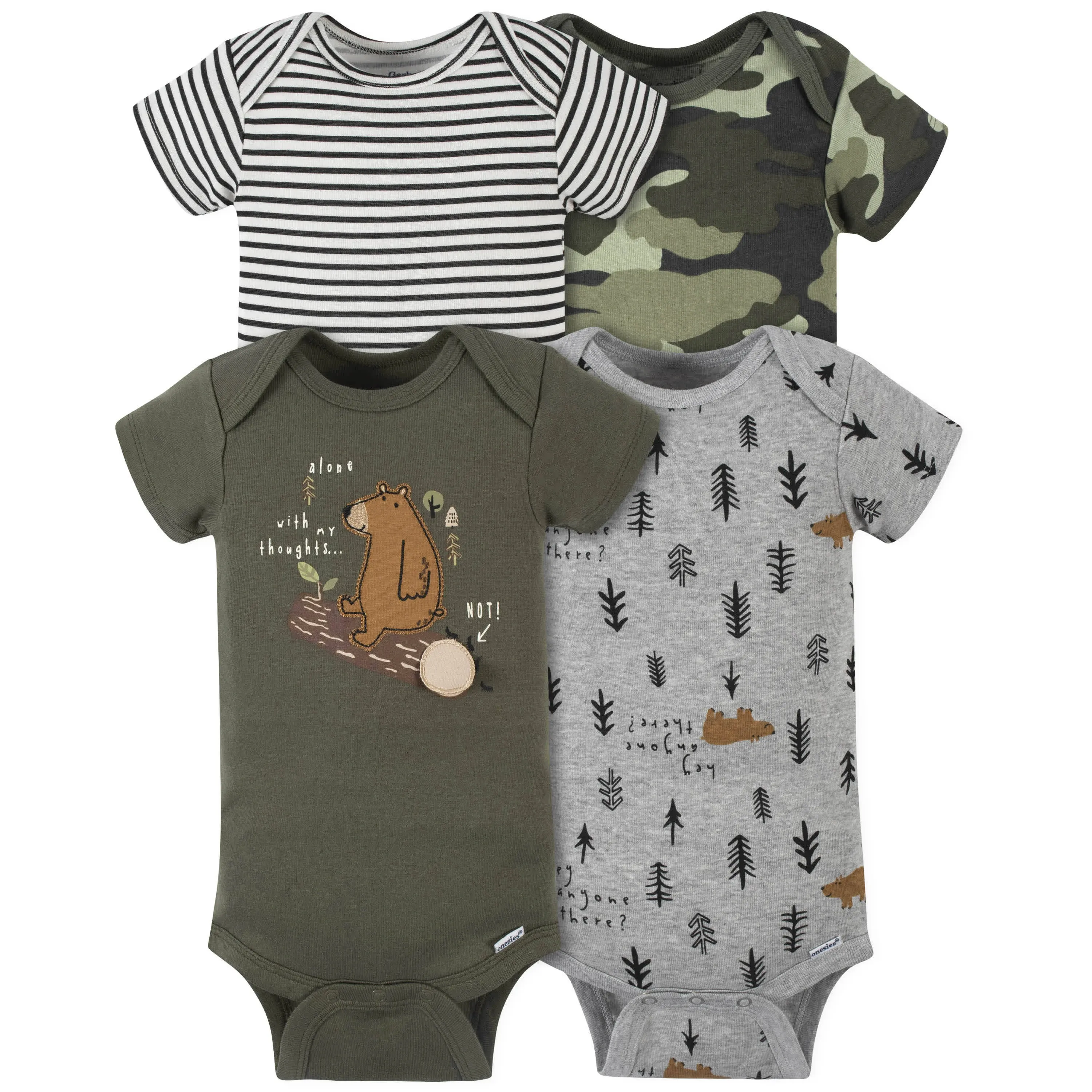 Gerber Baby Boys' 4-Pack Short Sleeve Fox Onesies Bodysuits