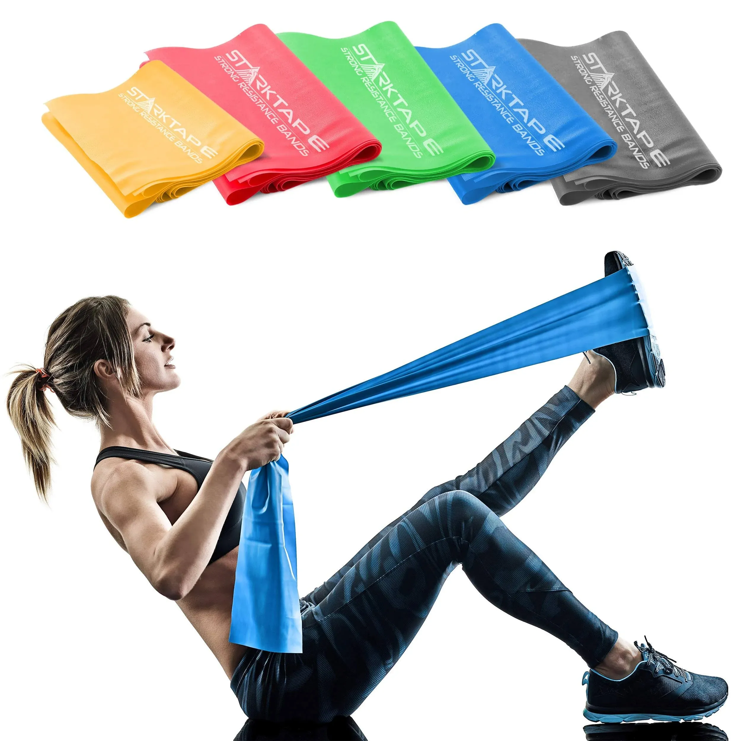 Starktape Resistance Bands Set. 5 Pack Non-Latex Physical Therapy, Professional ...