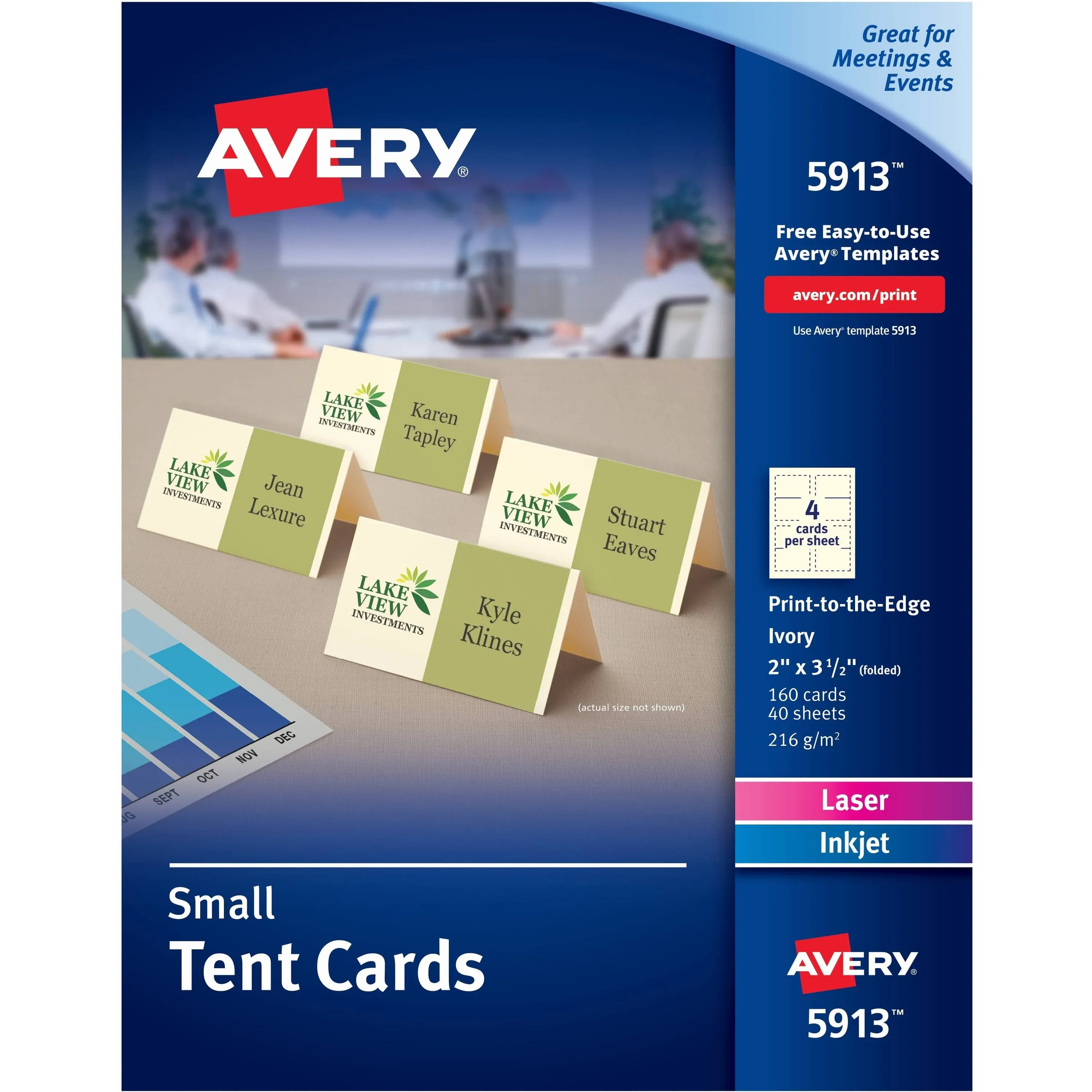 Avery Embossed Tent Card, Ivory - 160 count