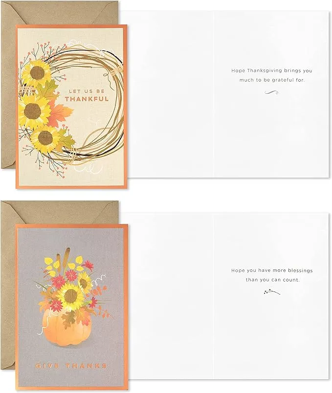 Hallmark Thanksgiving Cards Assortment, Thankful (36 Assorted Cards with Envelopes)