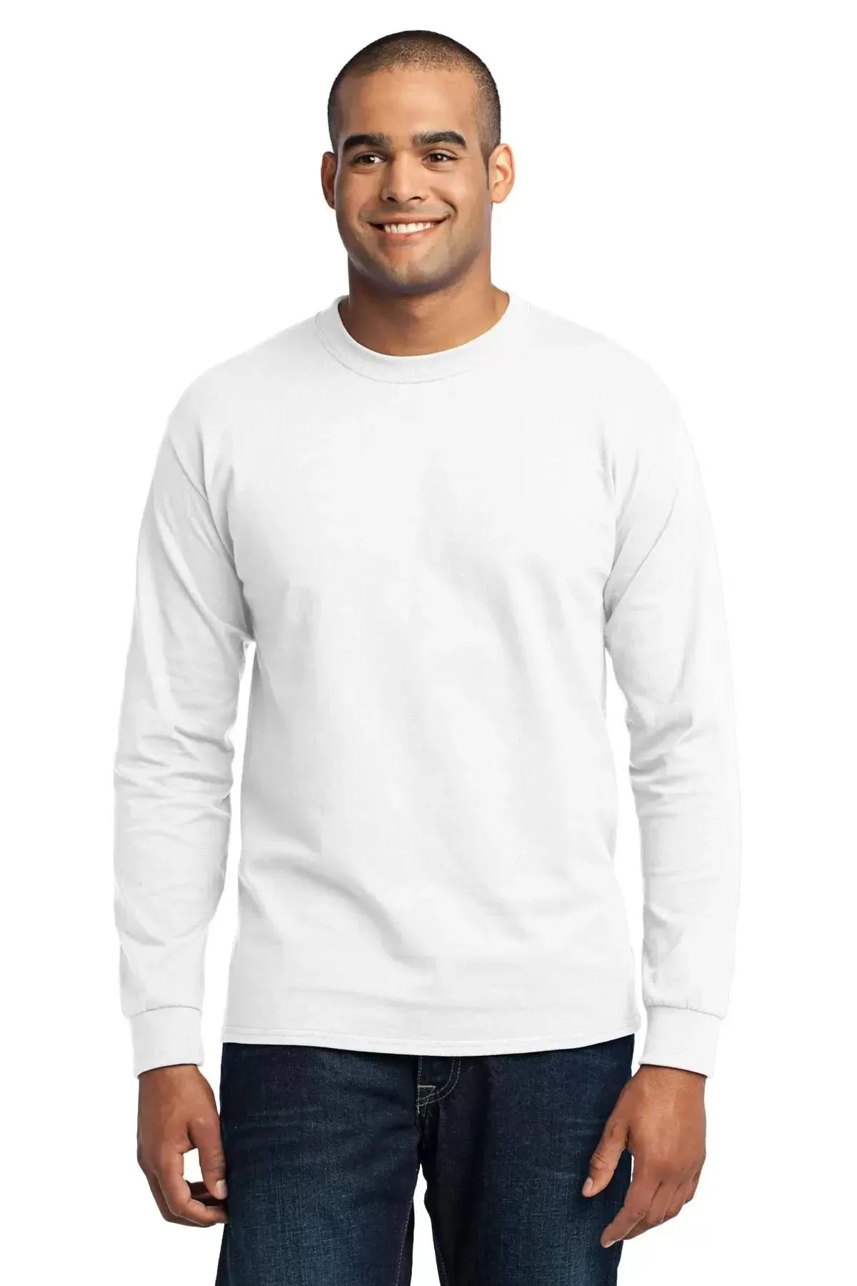 Port & Company PC55LST Tall Long Sleeve Core Blend Tee - White - LT